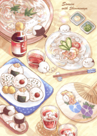 シマエナガと素麺