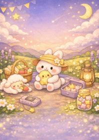 Cute little bunny picnic in garden 3_37