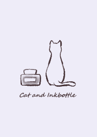 Cat and Inkbottle -purple-