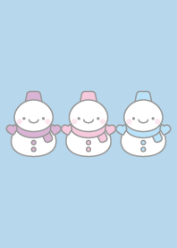 Purple pink blue: snowman trio theme