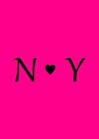 Initial "N & Y" Vivid pink & black.