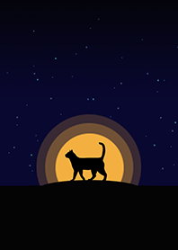 Cat silhouette in front of moonlight