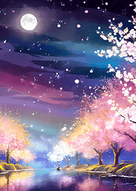 Beautiful night cherry blossoms#1203