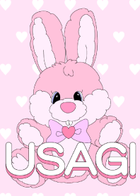 うさぎとハートの着せかえピンク