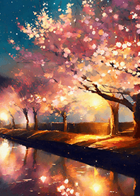 Beautiful night cherry blossoms#2689