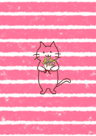 ねこボーダー（花束を持った猫）