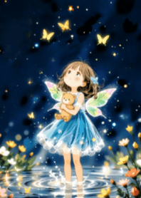 Cute Girl and Glowing Butterflies V.3