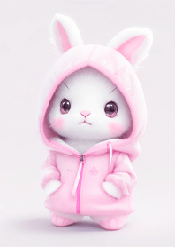 Rabbit wearing a hoodie