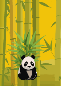 Panda in the bamboo forest on yellow JP