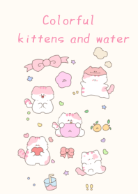 Colorful kittens and water2