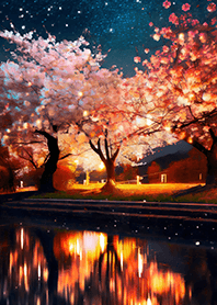 Beautiful night cherry blossoms#1419