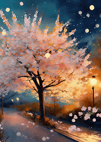 Beautiful night cherry blossoms#1151