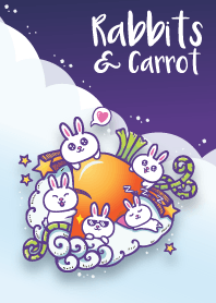 Cute Cartoon Rabbits & Carrot Purple