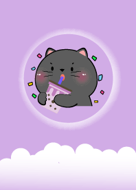Simple Black Cat Love Purple Theme