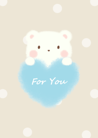 mokomoko heart -bear- beige dot 2