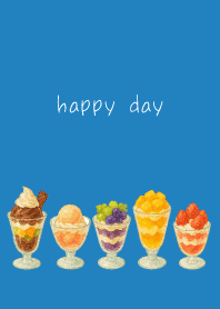 various parfaits on blue