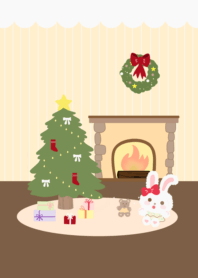 white rabbit with christmas