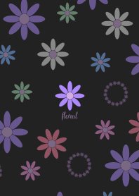 カワイイ花柄 - 紫色 -