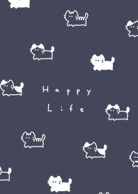 ゆるい猫。ネイビーと白