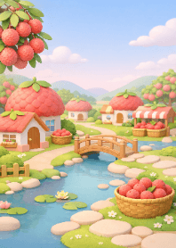 Cute 3D Lychee Pastel Village
