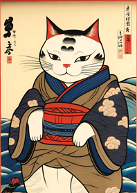 Ukiyo-e Kucing Pendekar 1