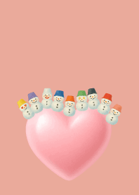 Colorful Snowman06 on pink & blue