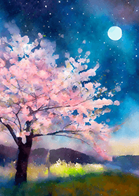 Beautiful night cherry blossoms#1837