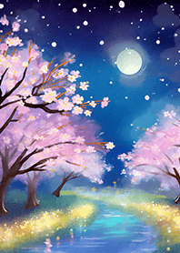 Beautiful night cherry blossoms#1734