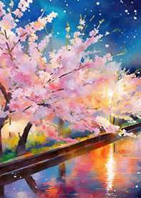 Beautiful night cherry blossoms#2389