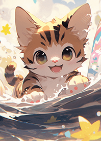 療癒您的心❤12 貓咪好開心玩水衝浪啦!