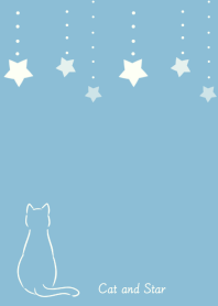Cat and Star (blue*white)