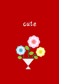 cute bouquet on red & beige JP