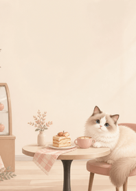 Peach Ragdoll Apple Cake Cafe