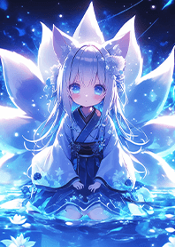 Galaxy Lotus Nine-Tailed Fox Girl_Blue