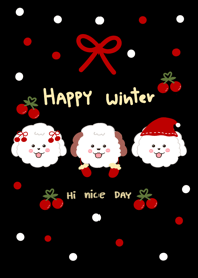 Dog happy winter minimal cute black jp