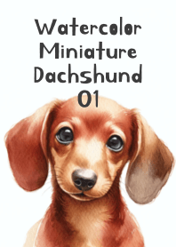 Cute Dachshund in Watercolor 01 (Red)