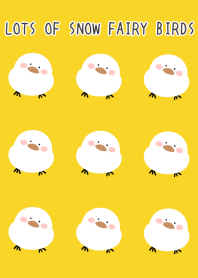LOTS OF SNOW FAIRY BIRDS-YELLOW-REDj