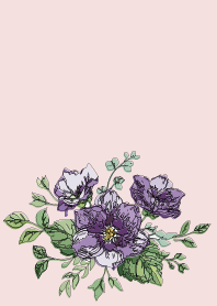 Hand-drawn dull pink pansy