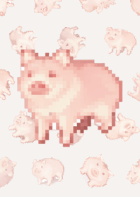 Pig Random Theme Pixel Beige01
