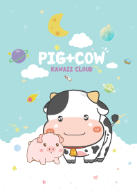 หมูอ้วน&วัวน้อย สายไหม สีฟ้า