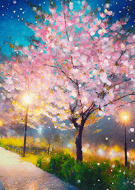 Beautiful night cherry blossoms#291