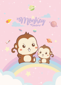 Monkey Rainbow Galaxy Pink