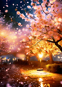 Beautiful night cherry blossoms#380