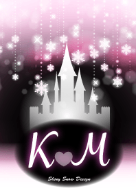 【K&M】イニシャル❤️雪の城-ピンク-