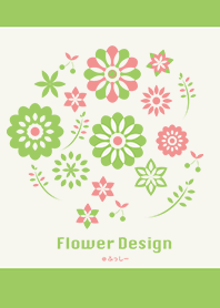 Flower Design-ピンクグリーン-@ふっしー