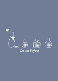 Cat and Perfume -blue gray-