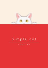 simple white cat/apple red.
