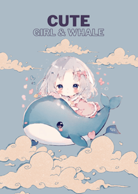 Cute girl & cute whale