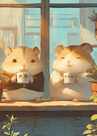 커피❤를 마시는 귀여운 햄스터