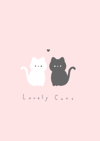 白黒ねこさん。黒とピンク